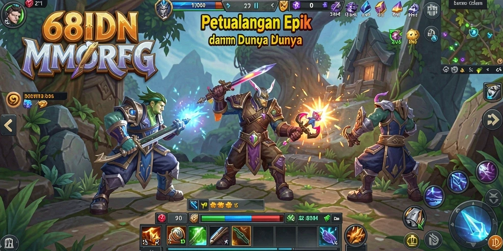 Tangkapan layar menampilkan aksi seru dalam pertarungan MMORPG.