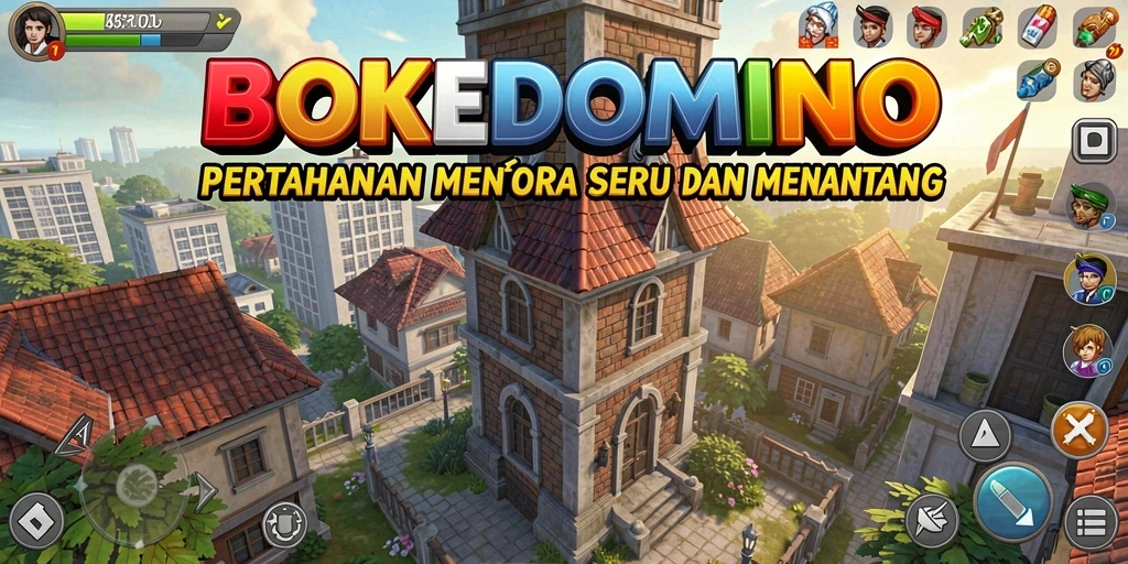 Tampak aksi menara bertahan dalam BOKEDOMINO.
