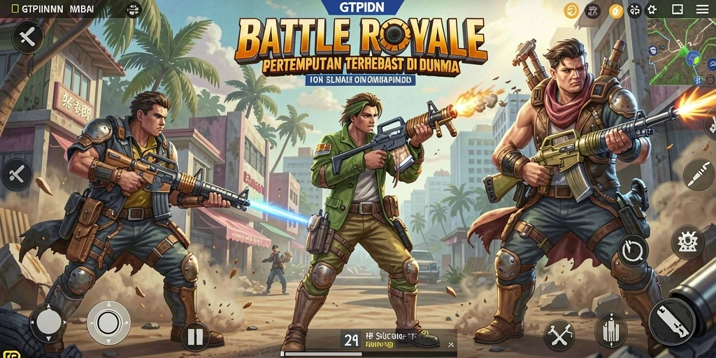 Tangkapan layar GTPIDN menampilkan aksi pertempuran seru di medan tempur Battle Royale.