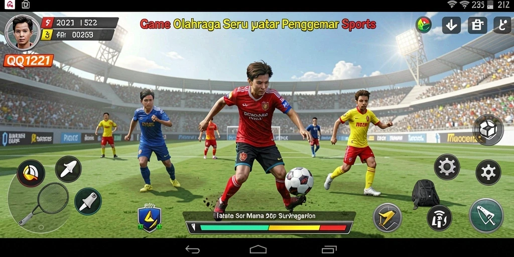Tangkapan layar gameplay seru dari QQ1221 yang menampilkan aksi olahraga.