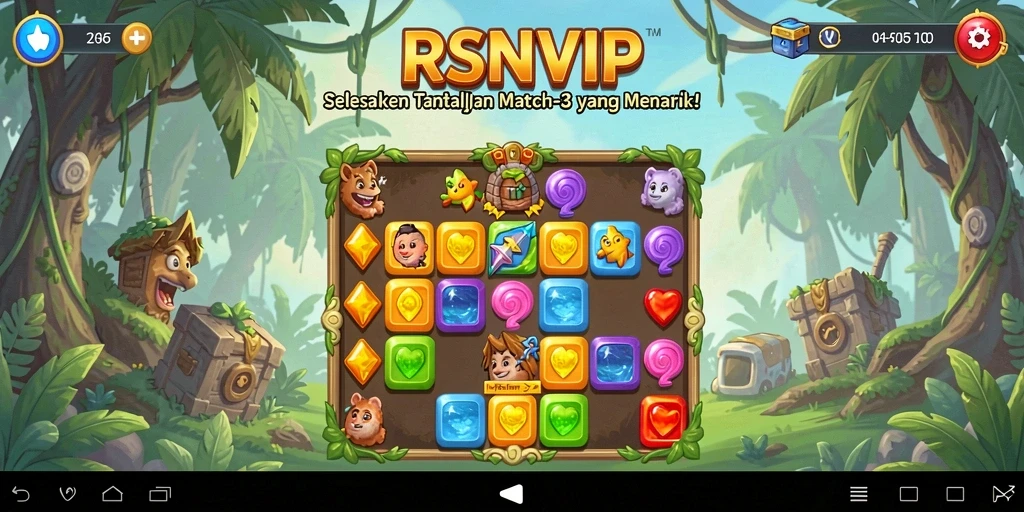 Tangkapan layar gameplay RSNVIP menampilkan momen seru mencocokkan item.